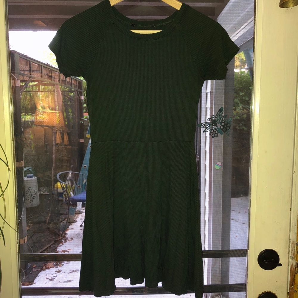 Green T-shirt A-line Dress